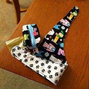 Dog Poopbag Dispenser/Holder With Matching reversible Bandana